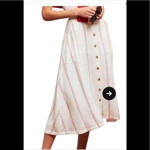 Anthropologie ivory & red stripe skirt. Fully lined. Button front. Pockets.